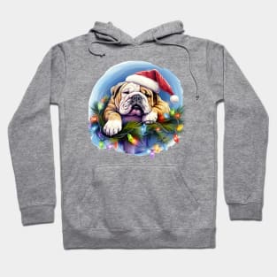 Lazy Bulldog at Christmas Hoodie